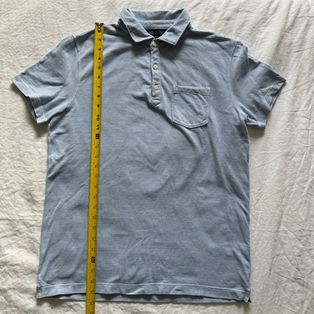 Banana Republic cotton polo shirt white with light blue stripes.